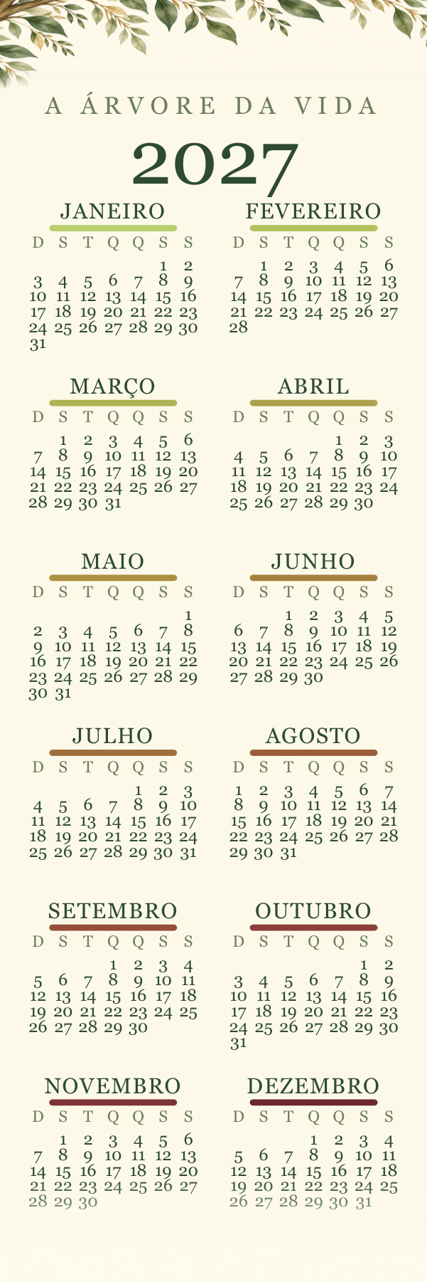 Frente do marcador: o calendário 2027